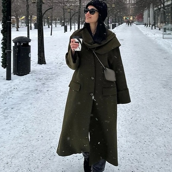 Zara Wool Scarf Coat - Picture 2 of 16